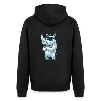 Rhino Comic Sunglasses - Unisex Premium Organic Zip Hoodie - black - Back - Nico (187cm)