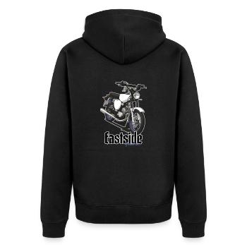 S51 (blanc) // Illustration - Veste à capuche bio Premium Unisexe - noir - Dos - Nico (187cm)