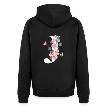 Letter j Pink Flowers - Unisex Premium Organic Zip Hoodie - black - Back - Nico (187cm)