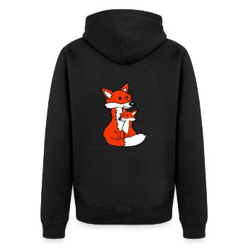 2 Foxes Mother Red Fox Little Child Father Mom - Unisex Premium Organic Zip Hoodie - black - Back - Nico (187cm)