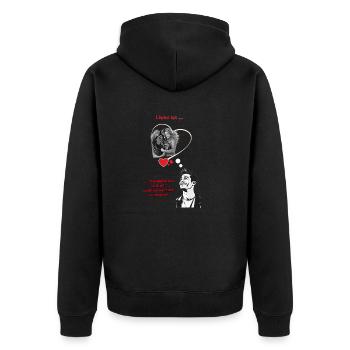 Liebe ist... - Unisex Premium Bio Zip Hoodie - Schwarz - Hinten - Nico (187cm)