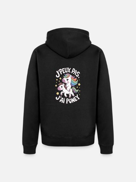 J' peux pas j'ai Poney - Veste à capuche bio Premium Unisexe - noir