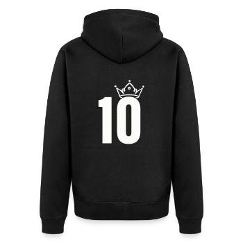 10 Crowns - Unisex Premium Organic Zip Hoodie - black - Back - Nico (187cm)