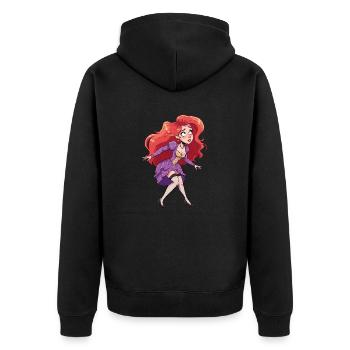 Rothaarige Frau - Unisex Premium Bio Zip Hoodie - Schwarz - Hinten - Nico (187cm)