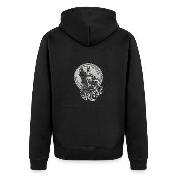 Tribal Wolf - Unisex Premium Organic Zip Hoodie - black - Back - Nico (187cm)