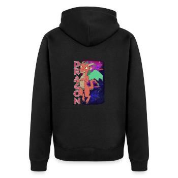 Cute Dragon - Unisex Premium Bio Zip Hoodie - Schwarz - Hinten - Nico (187cm)