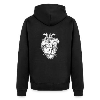 Barbed Wire Heart - Unisex Premium Organic Zip Hoodie - black - Back - Nico (187cm)