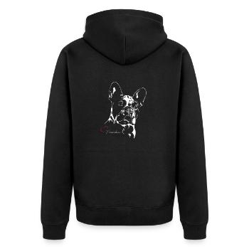 coeur FRENCHIE PORTRAIT - Veste à capuche bio Premium Unisexe - noir - Dos - Nico (187cm)