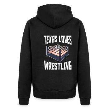 Texas wrestling design for proud Texas fans - Unisex Premium Organic Zip Hoodie - black - Back - Nico (187cm)