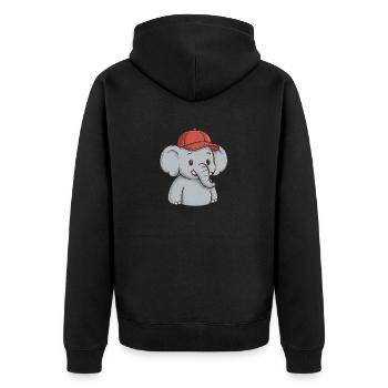 Éléphant avec bonnet rouge – Cute Street Style - Veste à capuche bio Premium Unisexe - noir - Dos - Nico (187cm)