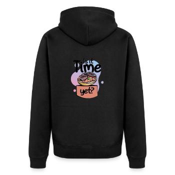 Is it Time Yet Mett Brötchen - Unisex Premium Bio Zip Hoodie - Schwarz - Hinten - Nico (187cm)