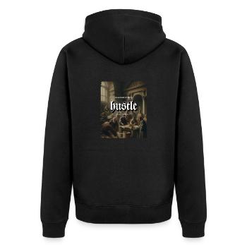 Hustle Renaissance Gemälde Männer zählen Gold - Unisex Premium Bio Zip Hoodie - Schwarz - Hinten - Nico (187cm)