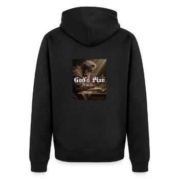 God's Plan Get Rich or Die Trying Memento Mori - Unisex Premium Bio Zip Hoodie - Schwarz - Hinten - Nico (187cm)