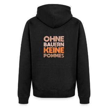 Ohne Bauern, Keine Pommes - Unisex Premium Bio Zip Hoodie - Schwarz - Hinten - Nico (187cm)
