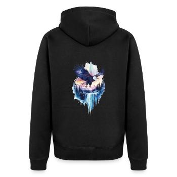 Adler - Unisex Premium Bio Zip Hoodie - Schwarz - Hinten - Nico (187cm)