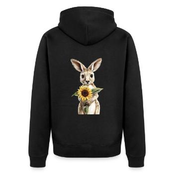 Pinguin - Unisex Premium Bio Zip Hoodie - Schwarz - Hinten - Nico (187cm)