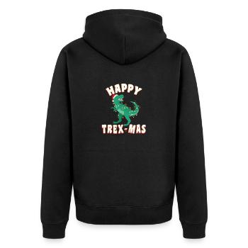 Frohe Weihnachten mit Trex, Happy Trexmas - Unisex Premium Bio Zip Hoodie - Schwarz - Hinten - Nico (187cm)