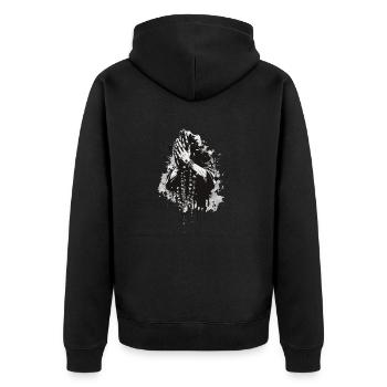 Mains de prière Rosaire noir et blanc - Veste à capuche bio Premium Unisexe - noir - Dos - Nico (187cm)