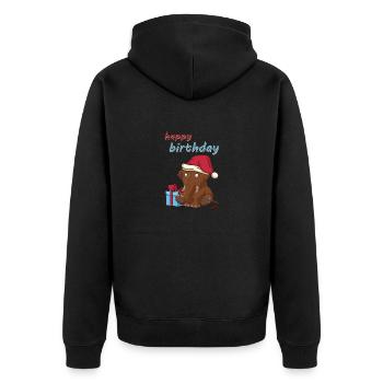 happy birthday Mammut kids Elephant Dino Prehistoric Times - Unisex Premium Organic Zip Hoodie - black - Back - Nico (187cm)