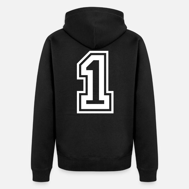 1 Zahl nummer - Unisex Premium Bio Zip Hoodie - Schwarz