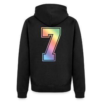 7 Numéro coloré - Veste à capuche bio Premium Unisexe - noir - Dos - Nico (187cm)