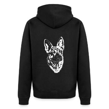 Holländischer Schäferhund - Unisex Premium Bio Zip Hoodie - Schwarz - Hinten - Nico (187cm)