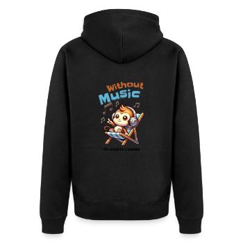 Without Music Monkey - Unisex Premium Organic Zip Hoodie - black - Back - Nico (187cm)