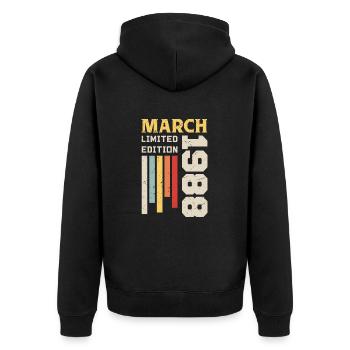 Mars 1988 - Cadeau anniversaire Mars 1988 Mars - Veste à capuche bio Premium Unisexe - noir - Dos - Nico (187cm)