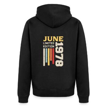 June 1978 - Birthday gift June 1978 June - Unisex Premium Organic Zip Hoodie - black - Back - Nico (187cm)