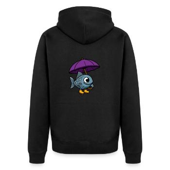 Meer Fisch Gummistiefel Regenschirm im Trockenen - Unisex Premium Bio Zip Hoodie - Schwarz - Hinten - Nico (187cm)