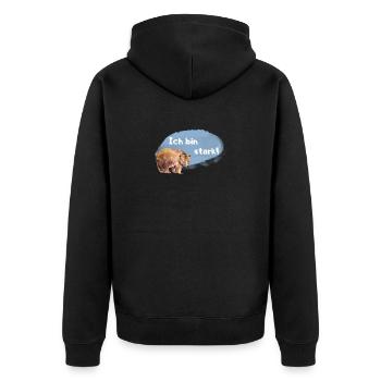 Bär Affirmation für Kinder und Tierliebhaber - Unisex Premium Bio Zip Hoodie - Schwarz - Hinten - Nico (187cm)