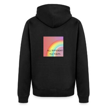 All different all equal. Diversity. Love. - Unisex Premium Organic Zip Hoodie - black - Back - Nico (187cm)