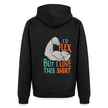 I'd Flex Funny Gym Bodybuilder Weightlifter - Unisex Premium Bio Zip Hoodie - Schwarz - Hinten - Nico (187cm)