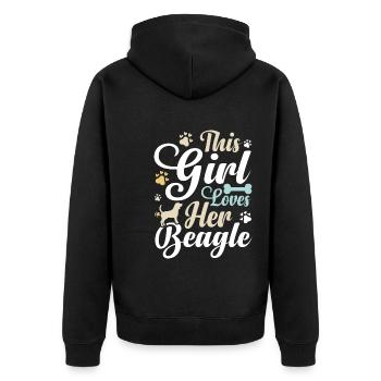 This Girl Loves Her Beagle Funny Beagle Dog Owner - Unisex Premium Bio Zip Hoodie - Schwarz - Hinten - Nico (187cm)