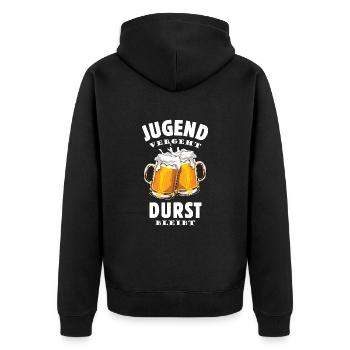 Jugend vergeht Durst bleibt - Bier trinken Spruch - Unisex Premium Bio Zip Hoodie - Schwarz - Hinten - Nico (187cm)