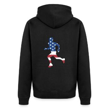 Sport Us Flag Running - Unisex Premium Bio Zip Hoodie - Schwarz - Hinten - Nico (187cm)