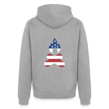 Camper Us Drapeau Camping - Veste à capuche bio Premium Unisexe - gris chiné - Dos - Nico (187cm)