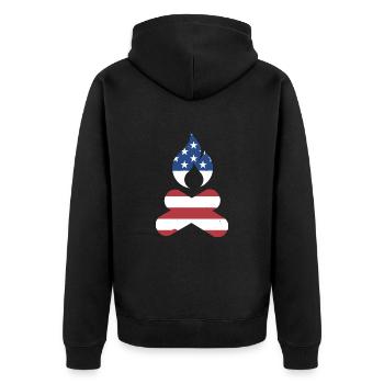 Camper Us Flag Camping - Unisex Premium Organic Zip Hoodie - black - Back - Nico (187cm)