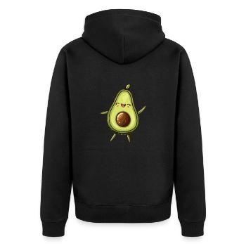Avocado Süß Kawaii - Unisex Premium Bio Zip Hoodie - Schwarz - Hinten - Nico (187cm)
