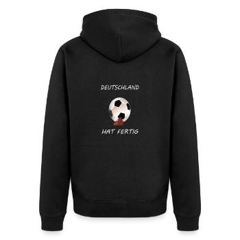 Mal wieder abgefertigt, Tschüssi Ihr Profis - Unisex Premium Bio Zip Hoodie - Schwarz - Hinten - Nico (187cm)