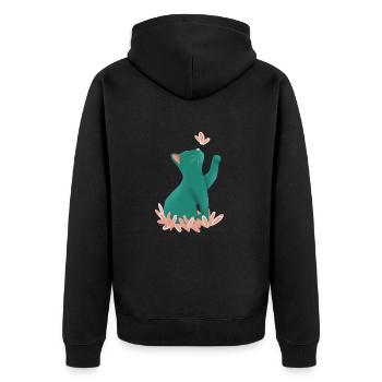 Blue kitten and pink butterfly - Unisex Premium Organic Zip Hoodie - black - Back - Nico (187cm)