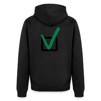 Check mark sign symbols - Unisex Premium Organic Zip Hoodie - black - Back - Nico (187cm)