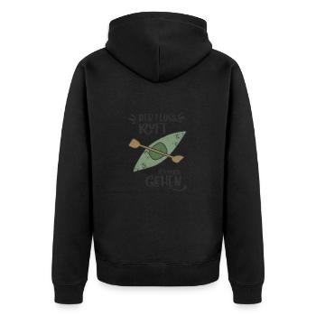 FLUSS RUFT KANU KAYAK WILDWASSER GEHEN SEE MOTIVE - Unisex Premium Bio Zip Hoodie - Schwarz - Hinten - Nico (187cm)