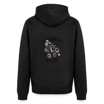 SUPERMOTO SUPER MOTO CROSS MOTOCROSS VINTAGE MOTIF - Unisex Premium Organic Zip Hoodie - black - Back - Nico (187cm)