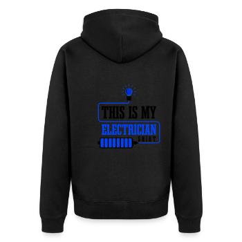 Lustiges Zitat Elektriker Electro Worker Craftsman - Unisex Premium Bio Zip Hoodie - Schwarz - Hinten - Nico (187cm)