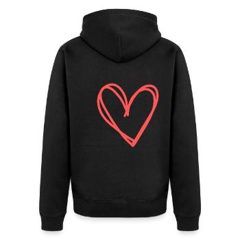 idée cadeau coeur amour amour - Veste à capuche bio Premium Unisexe - noir - Dos - Nico (187cm)