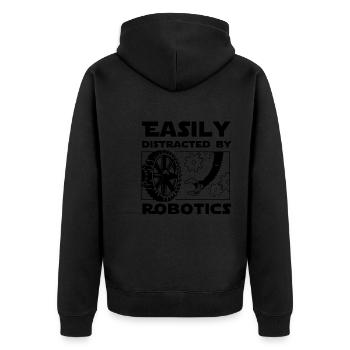 Abgelenkt von Robotern Lustiger Roboteringenieur - Unisex Premium Bio Zip Hoodie - Schwarz - Hinten - Nico (187cm)