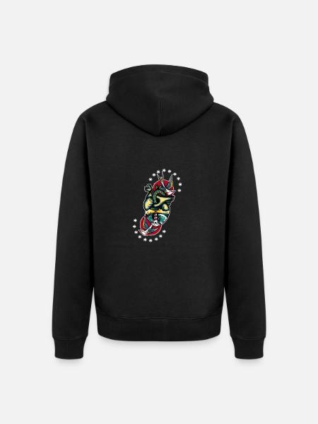 Heart swallows - Unisex Premium Organic Zip Hoodie - black