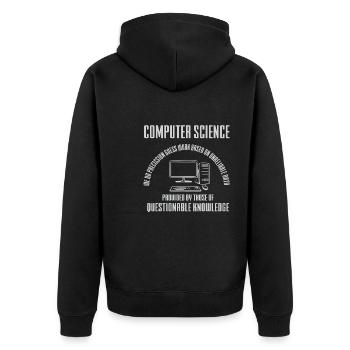 Lustiger Informatiker Spruch, Informatik - Unisex Premium Bio Zip Hoodie - Schwarz - Hinten - Nico (187cm)