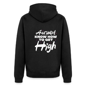 Aerialist know how to get high - Unisex Premium Bio Zip Hoodie - Schwarz - Hinten - Nico (187cm)